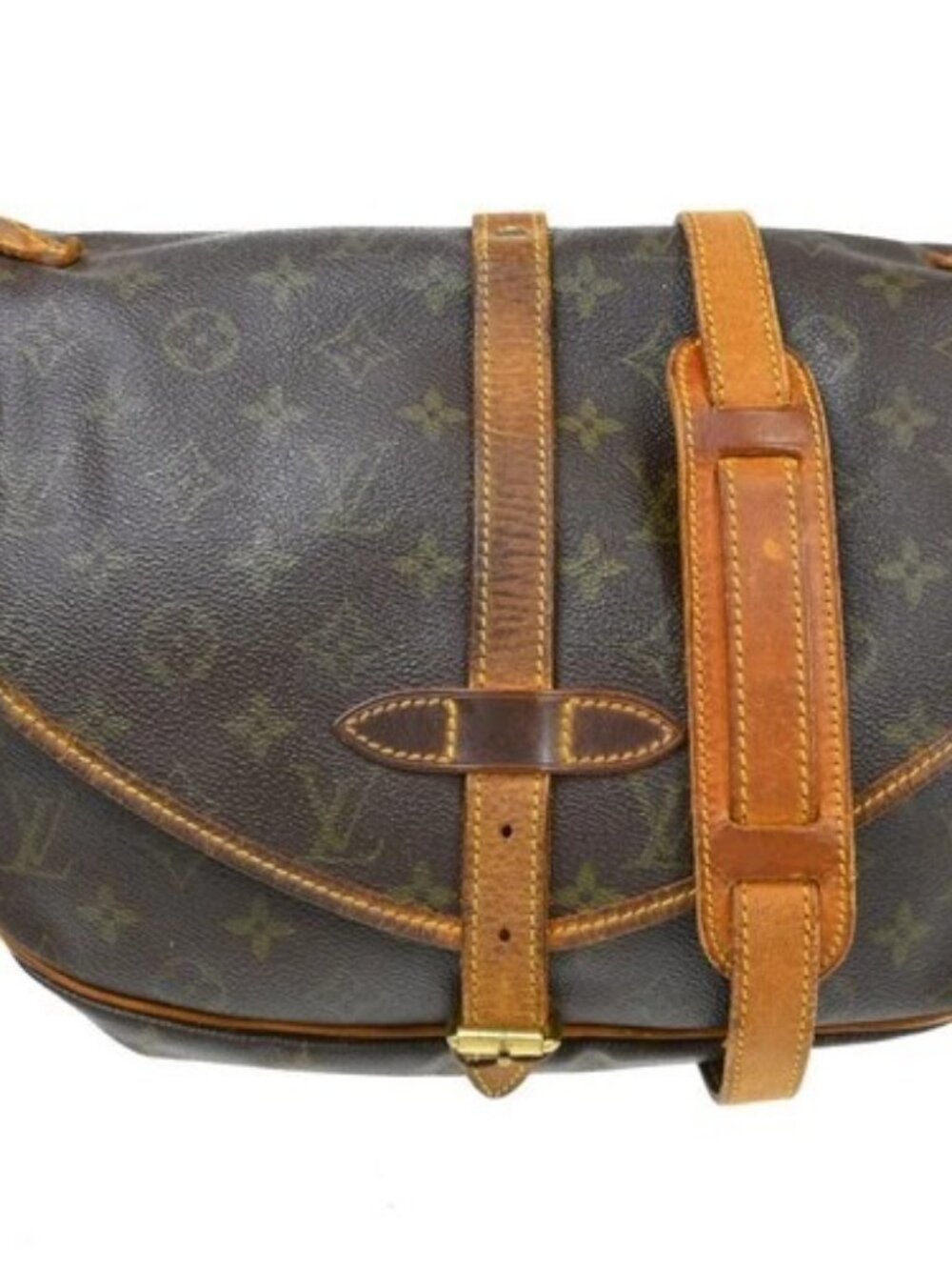 Best05 LOUIS VUITTON MONOGRAM SAUMUR 30 MESSENGER BAG M42256 MB1909 YQ01222